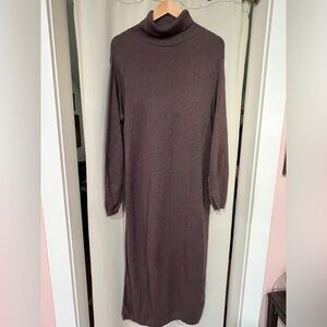 Vintage JJill LS Turtleneck Brown Dress  100% Cotton. Size M. Made in USA
